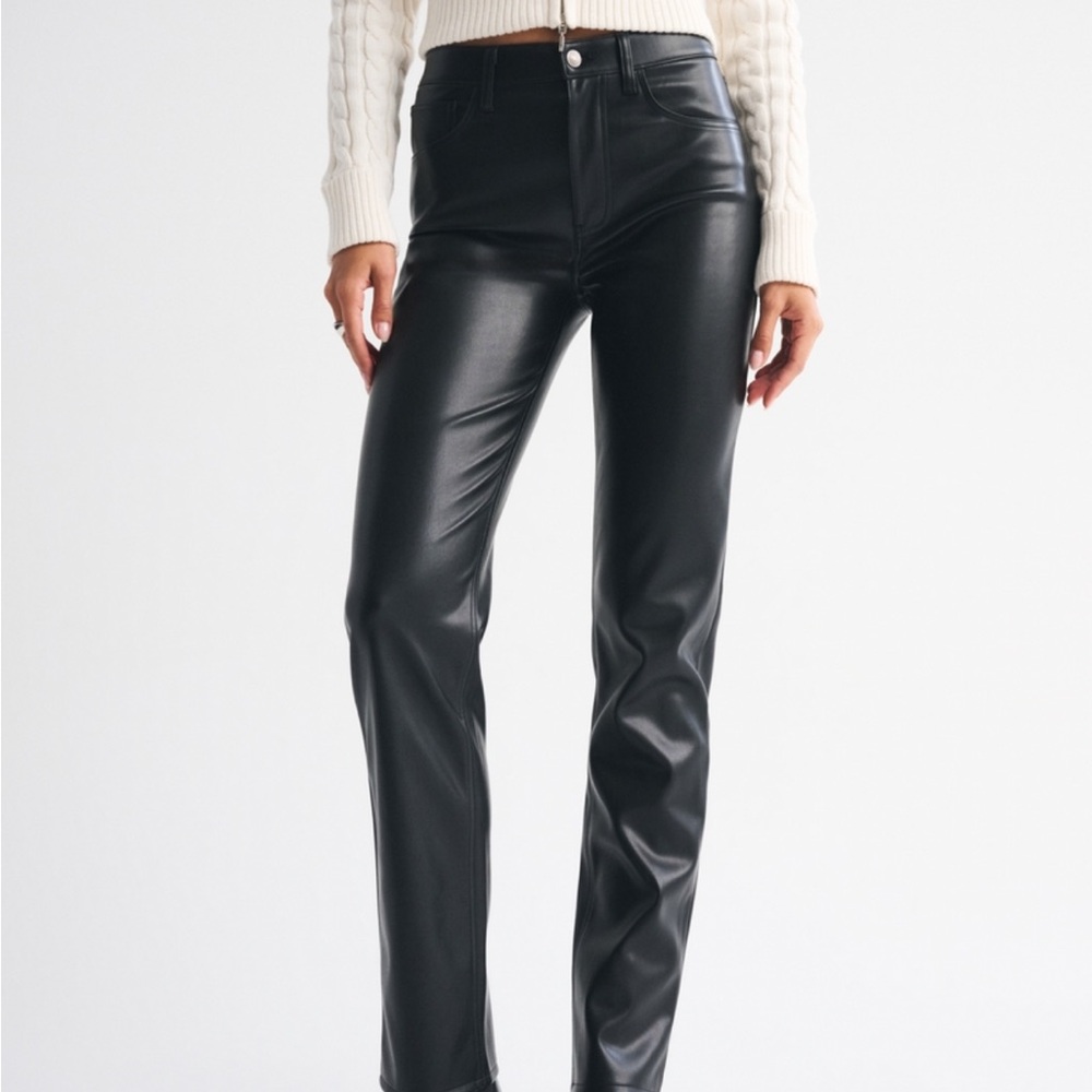 Abercrombie & Fitch Black Straight Leg Leather Pants